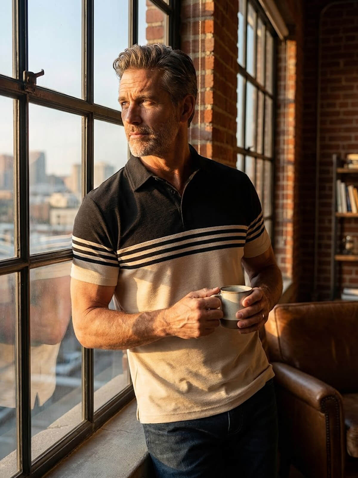 Men's Classic Stripe Short Sleeve Polo Shirt Eleven Oasis