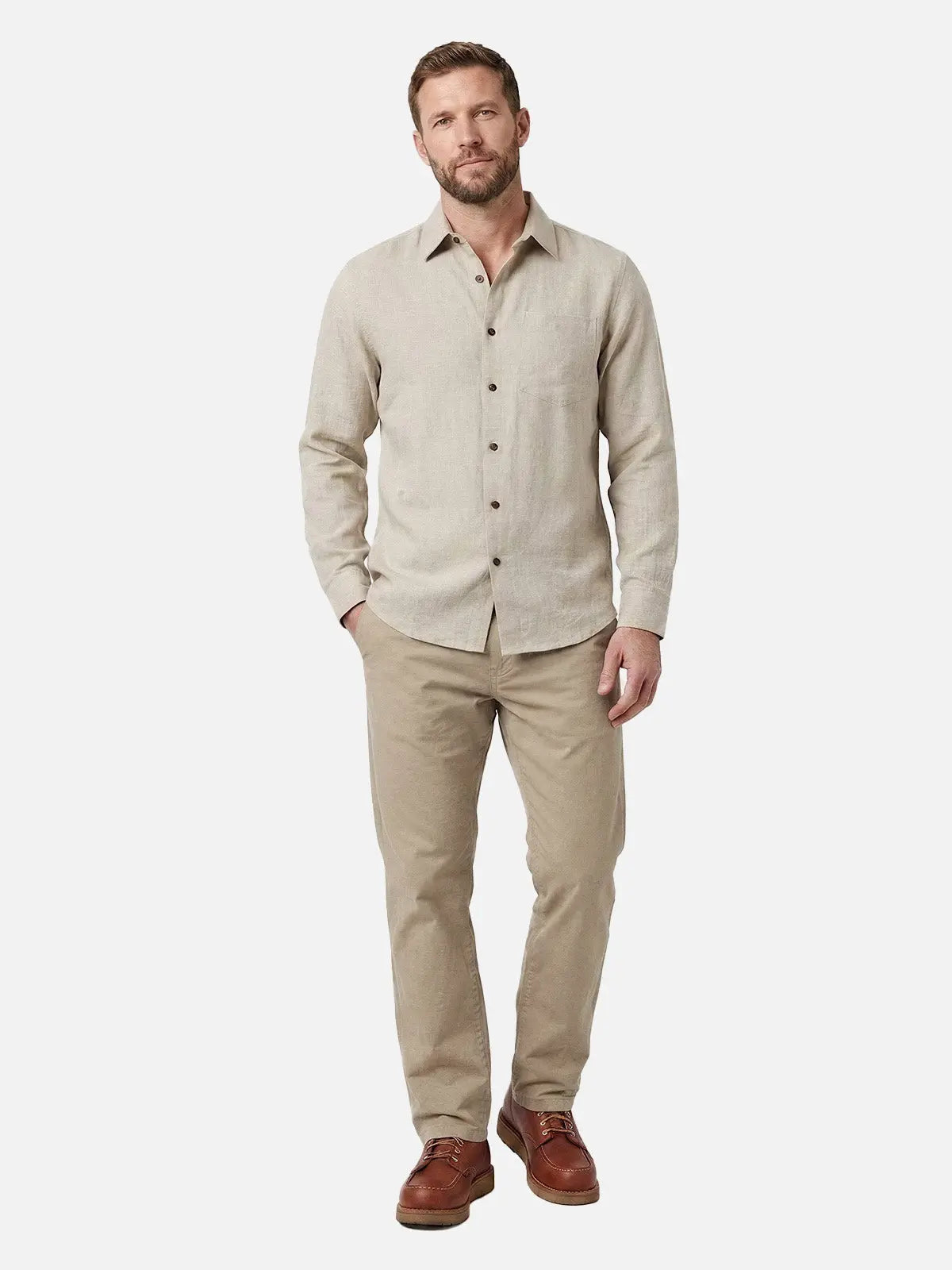 Men's Buttoned Welt Pocket Tapered Stretch Cotton Chino Pants ElevenOasis