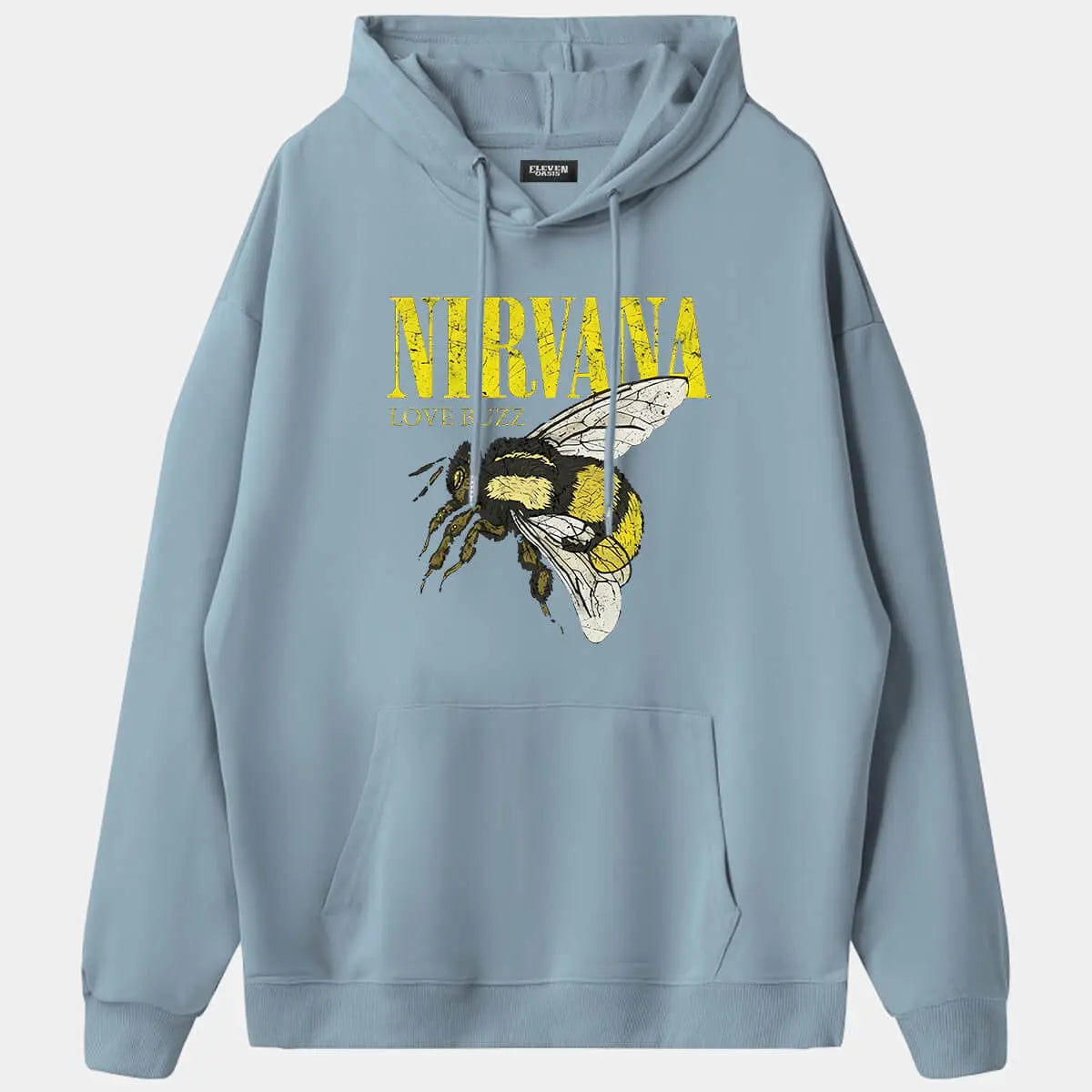 Men's Nirvana-Inspired"Love Buzz"Graphic Hoodie ElevenOasis