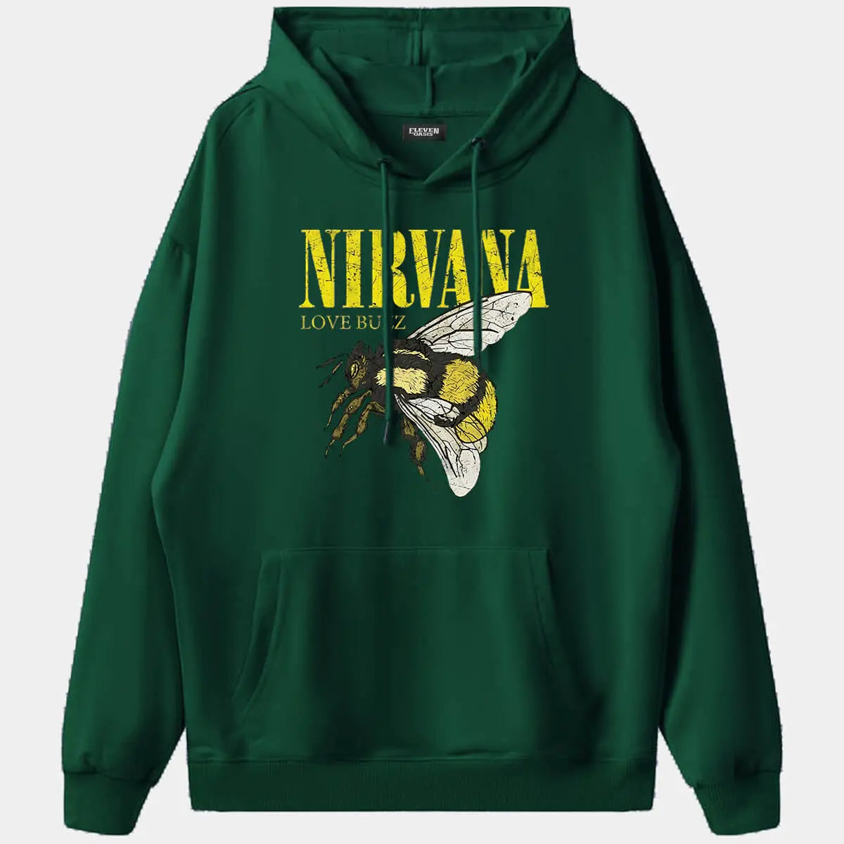 Men's Nirvana-Inspired"Love Buzz"Graphic Hoodie ElevenOasis