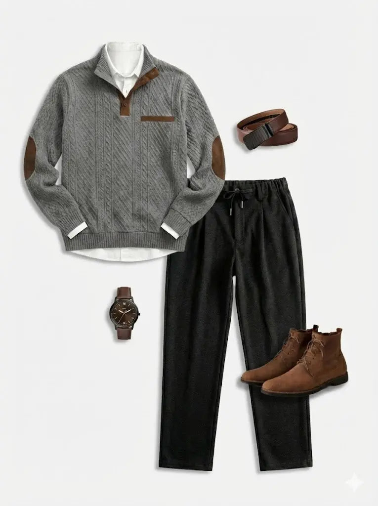 Men's Cable Knit Pullover Sweatshirt ElevenOasis