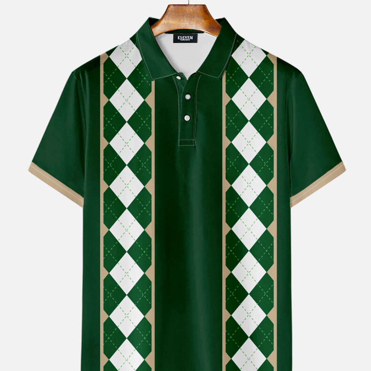 Men's Argyle Panel Short Sleeve Polo Shirt Eleven Oasis