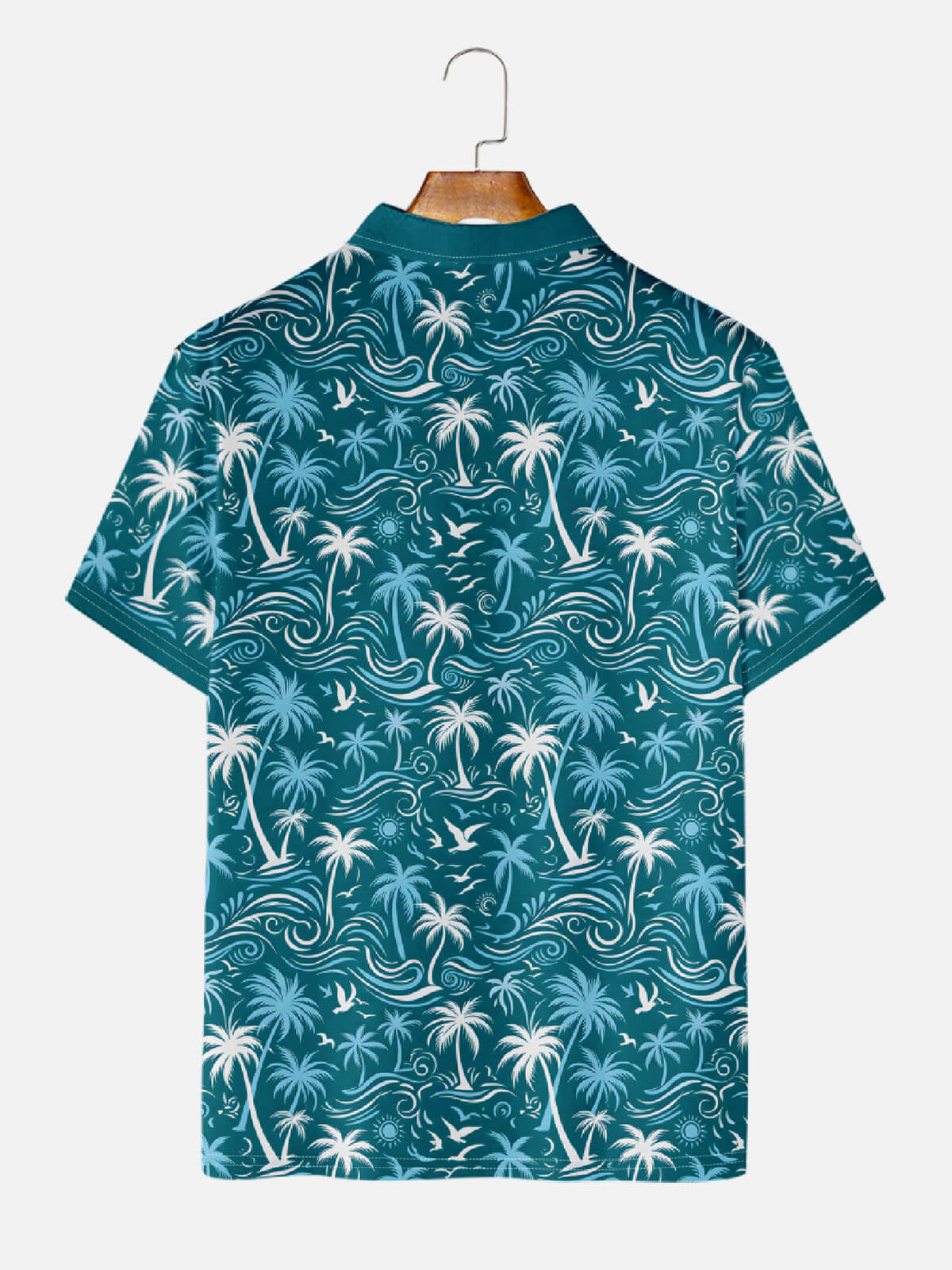 Men's Tropical Island Scene Short Sleeve Polo Shirt Eleven Oasis