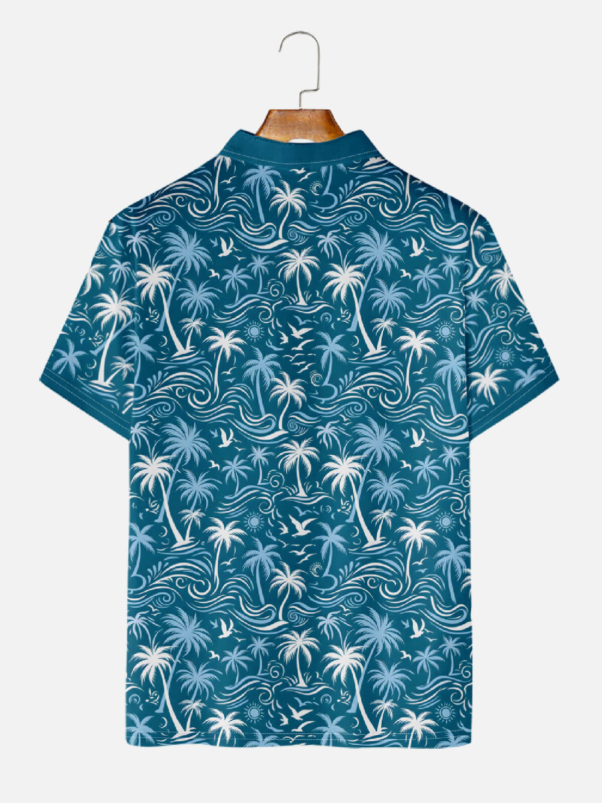 Men's Tropical Island Scene Short Sleeve Polo Shirt Eleven Oasis
