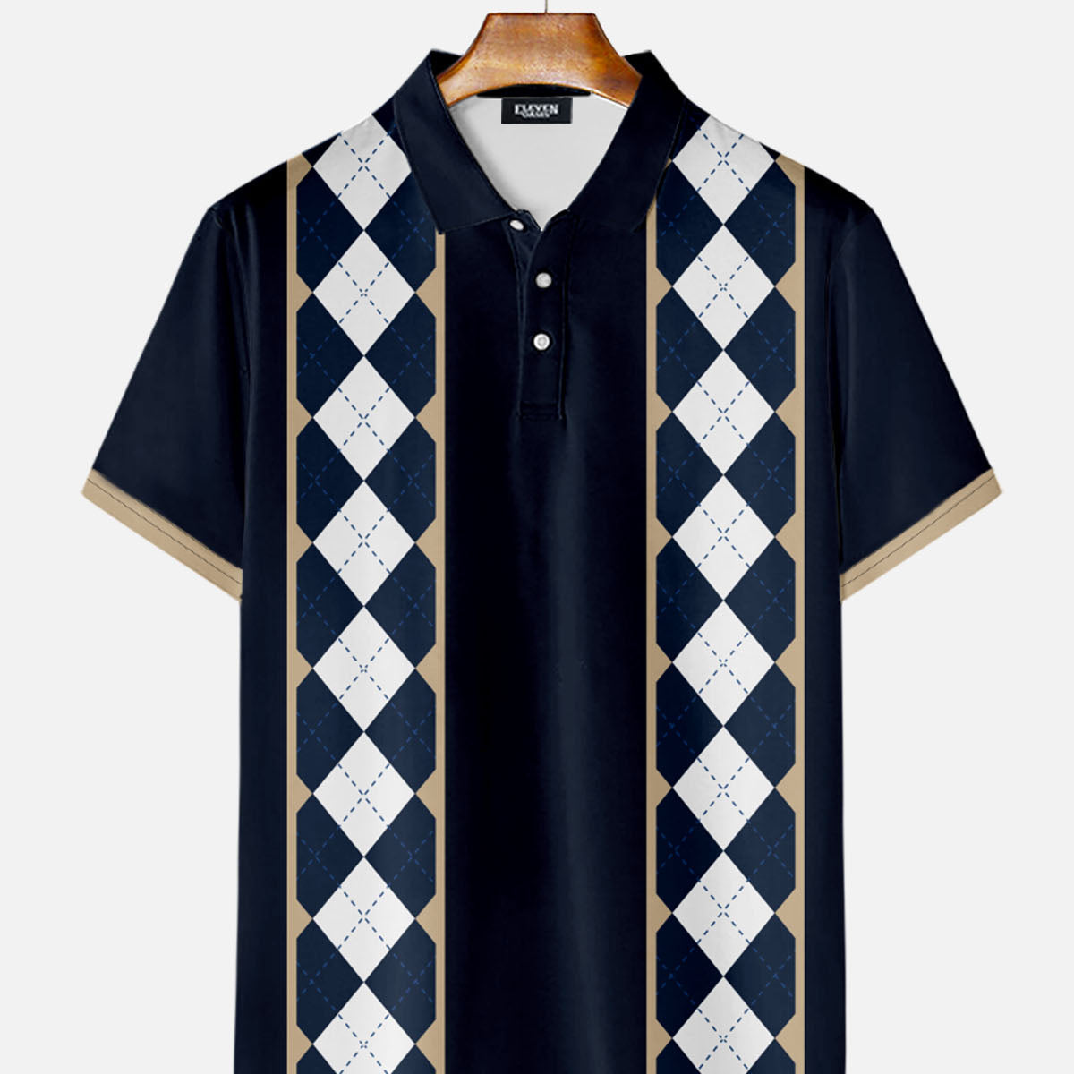 Men's Argyle Panel Short Sleeve Polo Shirt Eleven Oasis