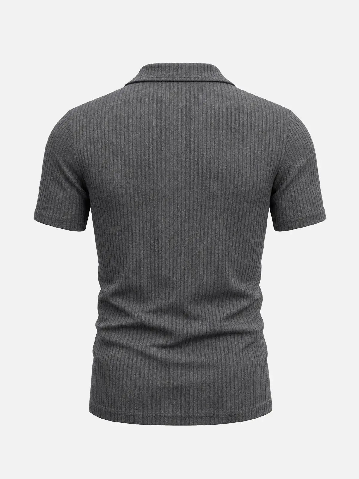 Men's Ribbed Knit Open V Short Sleeve Polo Shirt Eleven Oasis
