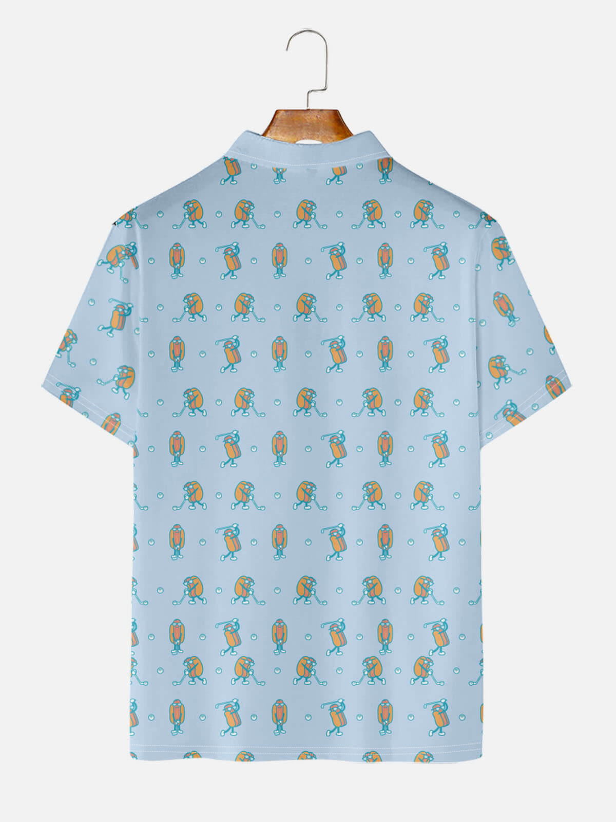 Men's Hot Dog Golf Pattern Short Sleeve Polo Shirt Eleven Oasis