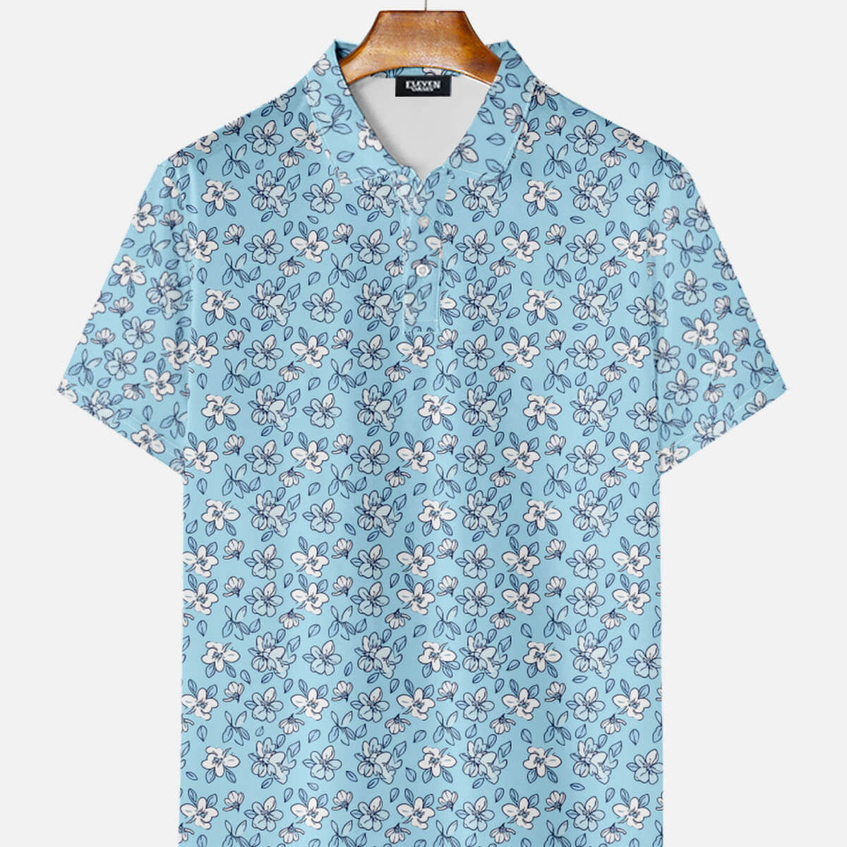 Men's Island Floral Pattern Short Sleeve Polo Shirt Eleven Oasis