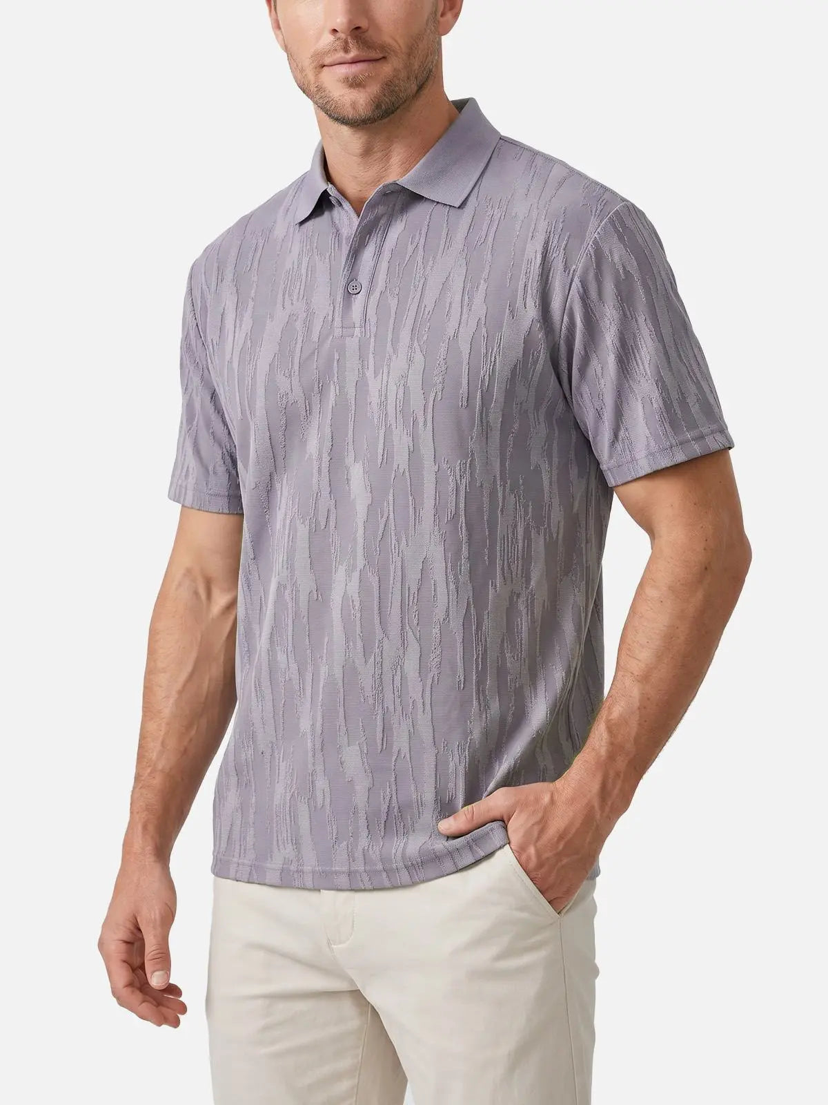 Men's Raised Texture Short Sleeve Polo Shirt Eleven Oasis