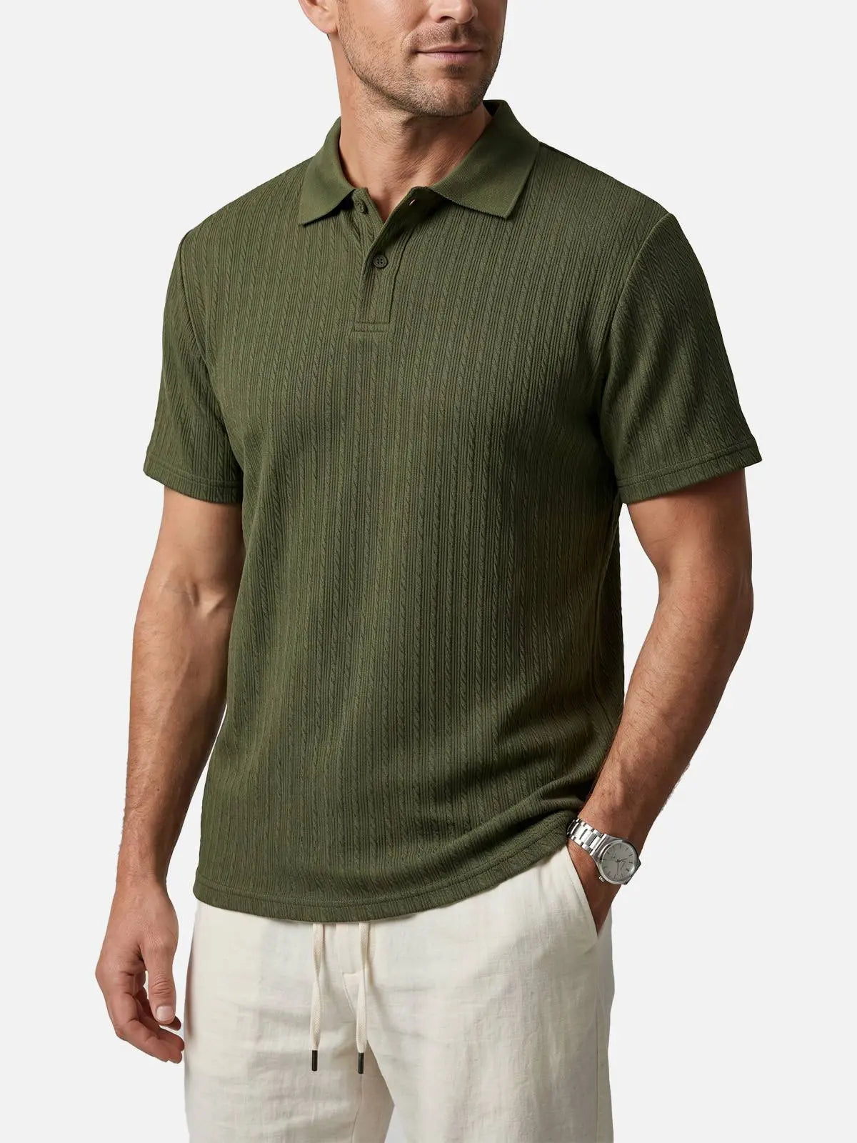 Men's Slim Fit Textured Polo Shirt ElevenOasis
