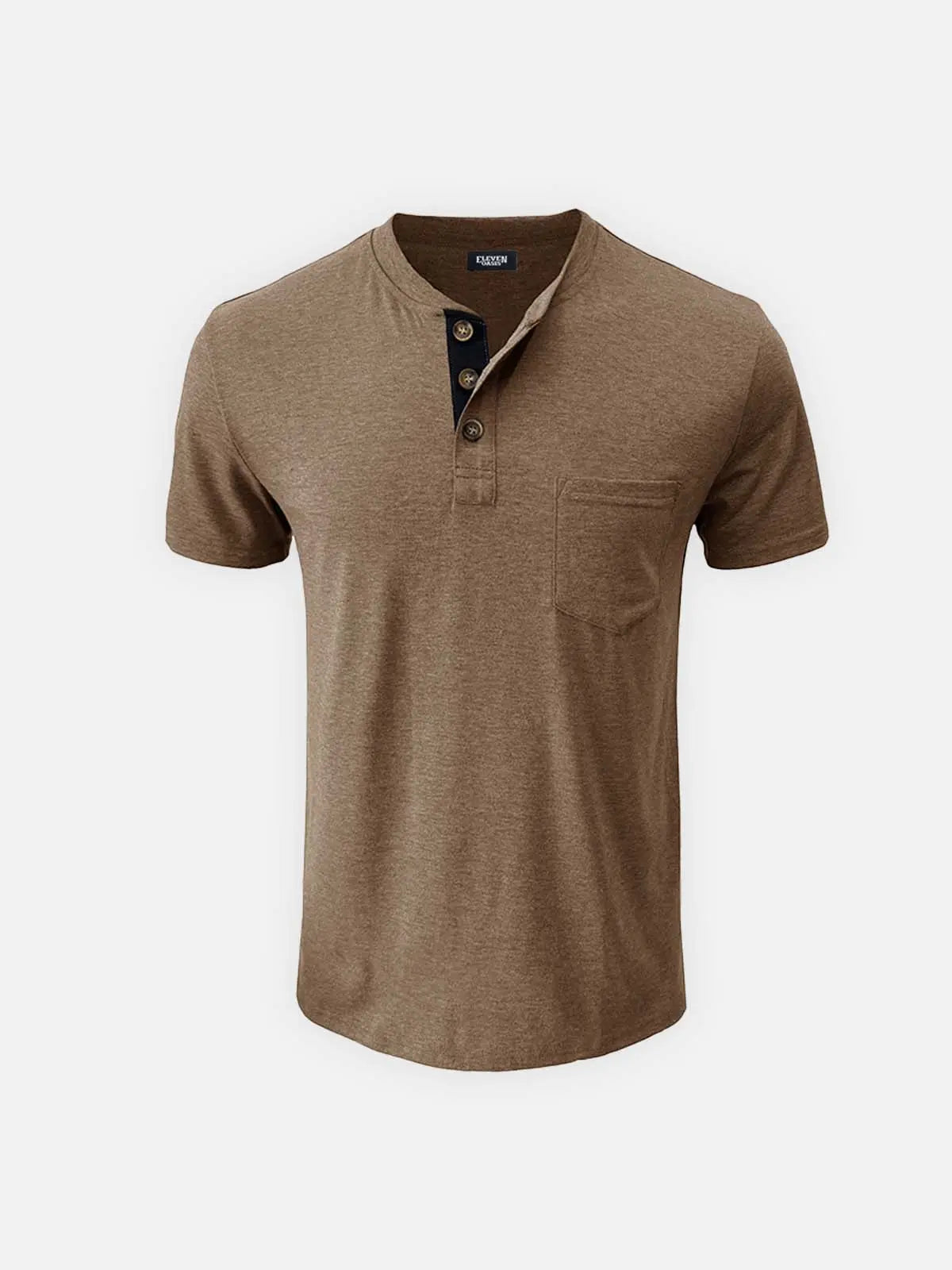 Men's Classic Henley Chest Pocket Short Sleeve Shirt ElevenOasis