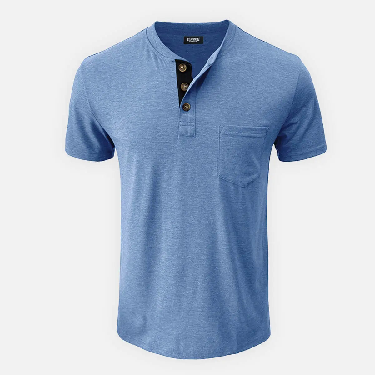 Men's Classic Henley Chest Pocket Short Sleeve Shirt Eleven Oasis
