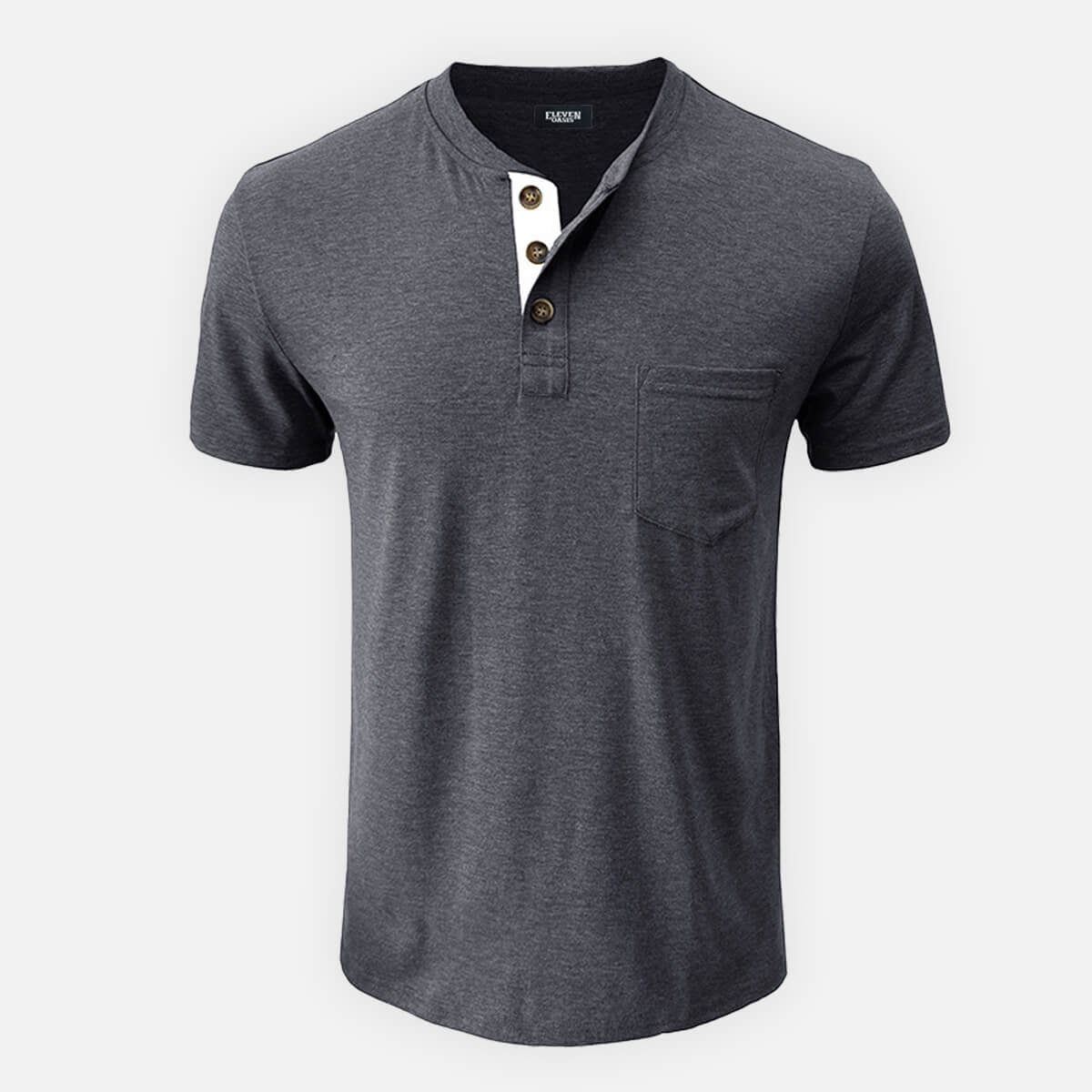 Men's Classic Henley Chest Pocket Short Sleeve Shirt Eleven Oasis