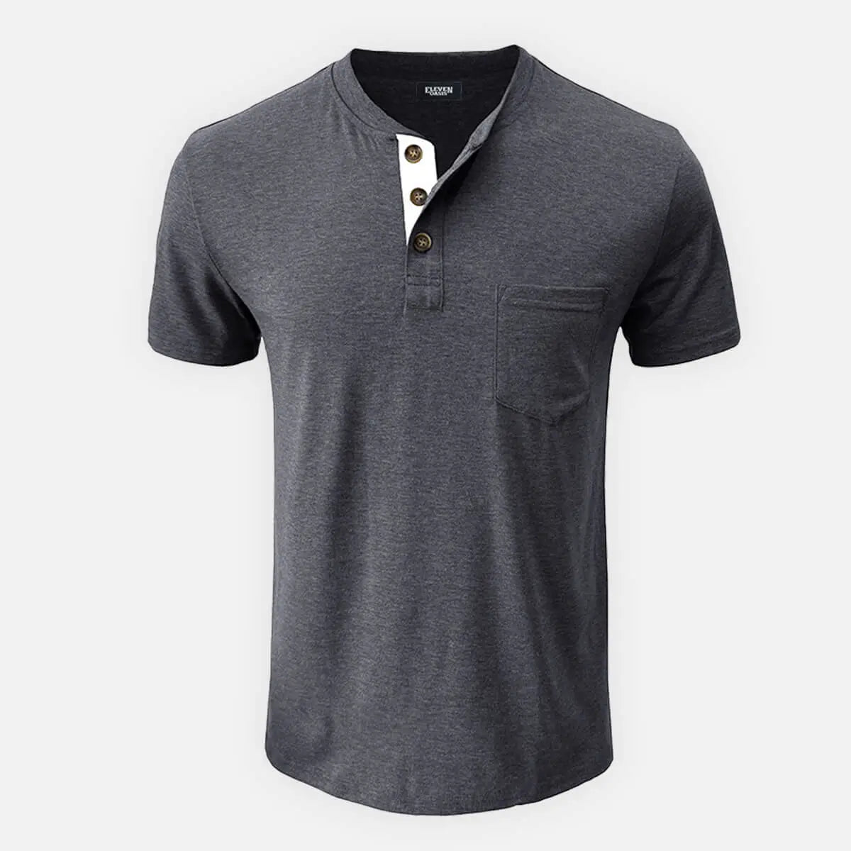 Men's Classic Henley Chest Pocket Short Sleeve Shirt Eleven Oasis