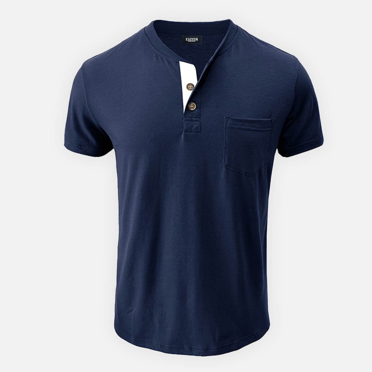 Men's Classic Henley Chest Pocket Short Sleeve Shirt Eleven Oasis
