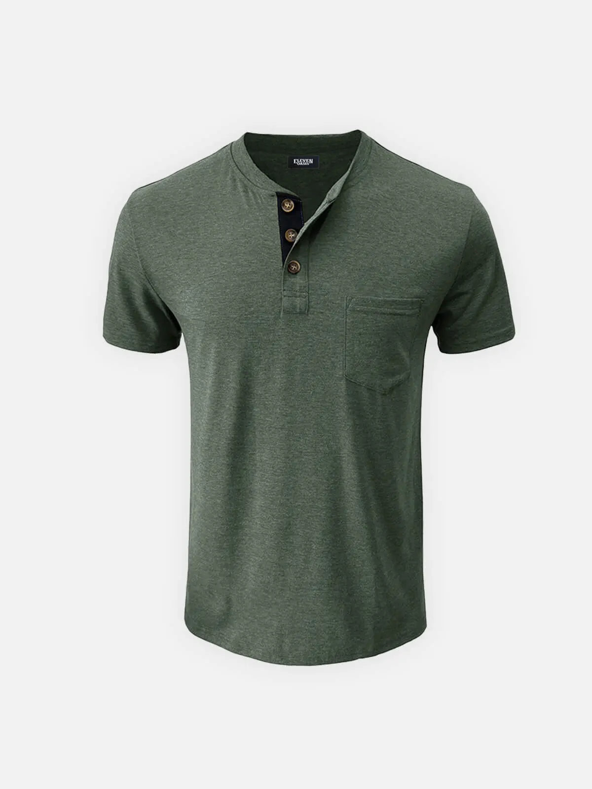 Men's Classic Henley Chest Pocket Short Sleeve Shirt ElevenOasis