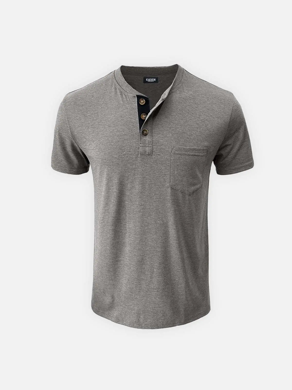 Men's Classic Henley Chest Pocket Short Sleeve Shirt ElevenOasis
