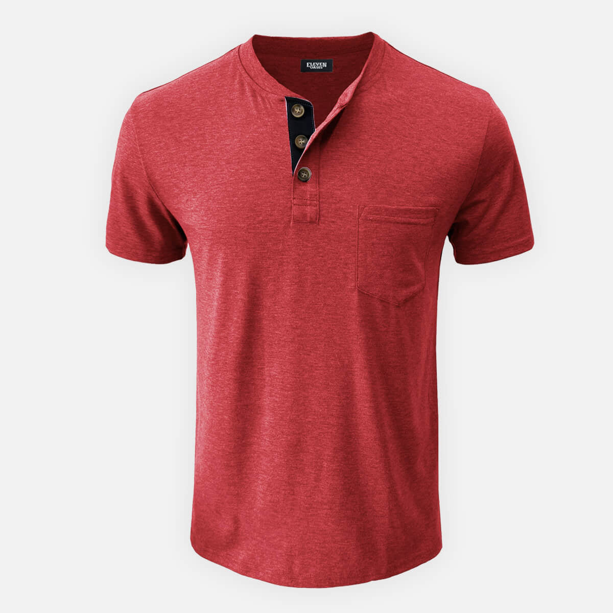 Men's Classic Henley Chest Pocket Short Sleeve Shirt Eleven Oasis