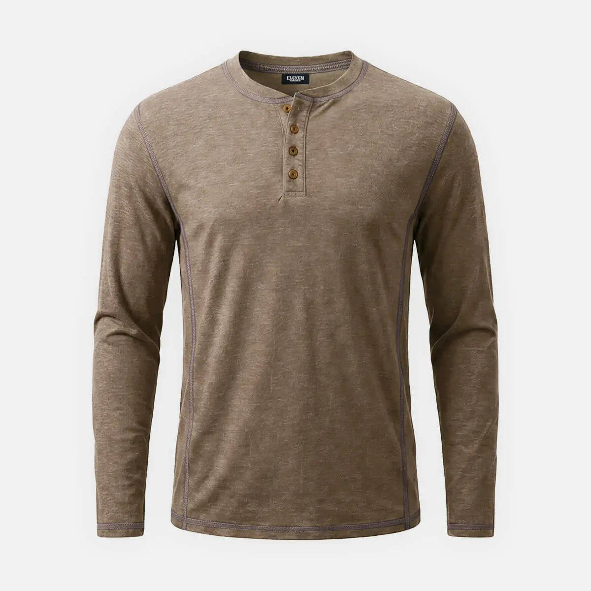 Men's Classic Long Sleeve Henley Shirt ElevenOasis