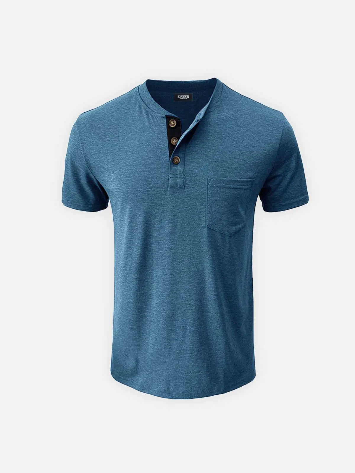 Men's Classic Henley Chest Pocket Short Sleeve Shirt ElevenOasis