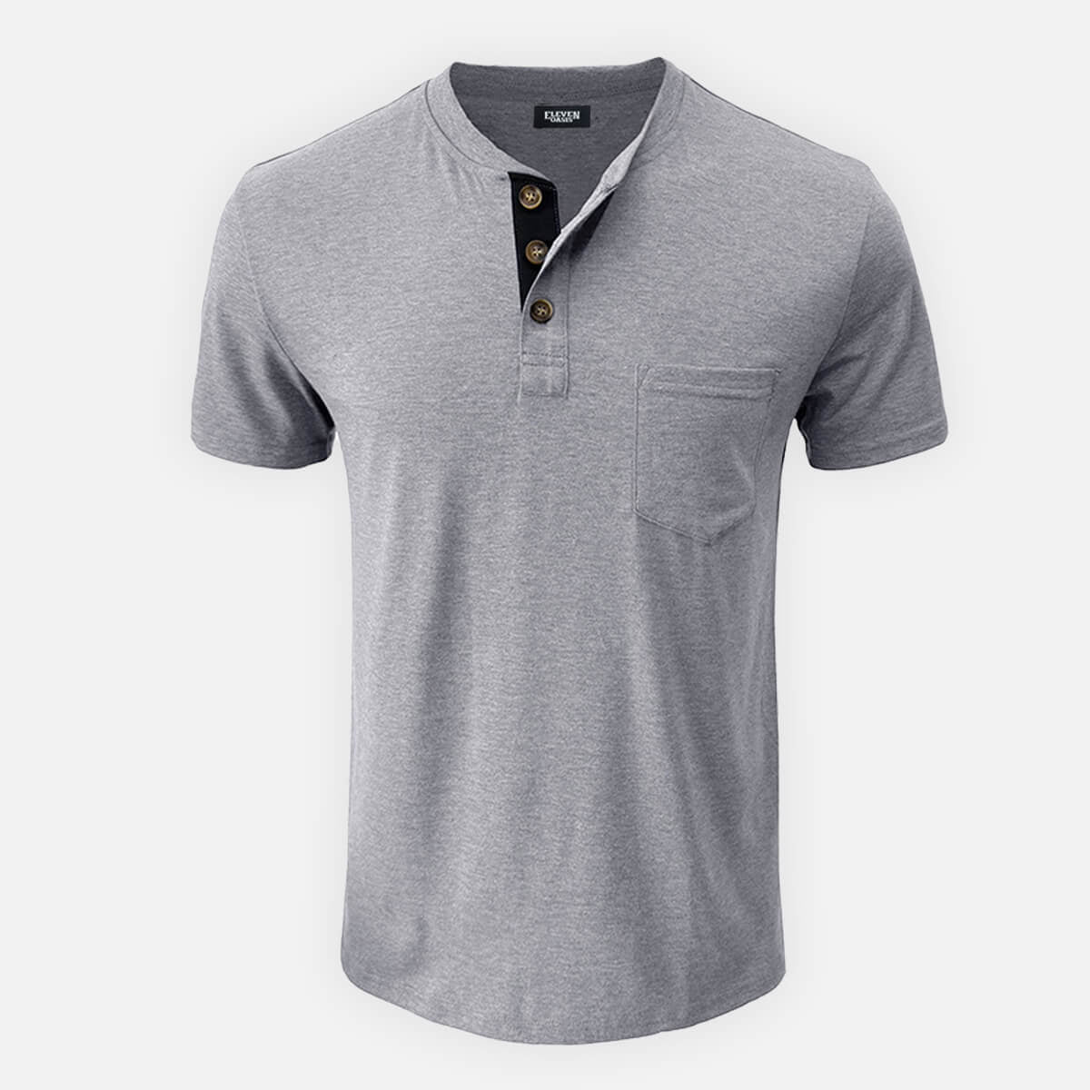 Men's Classic Henley Chest Pocket Short Sleeve Shirt Eleven Oasis