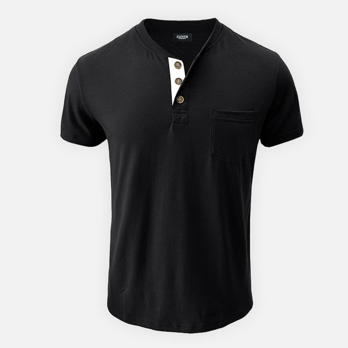 Men's Classic Henley Chest Pocket Short Sleeve Shirt Eleven Oasis