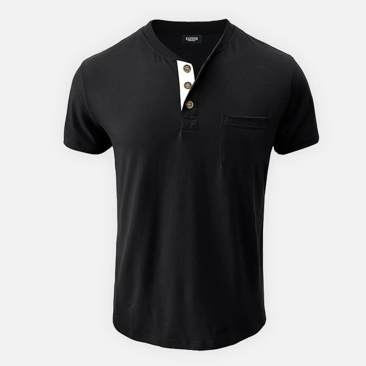 Men's Classic Henley Chest Pocket Short Sleeve Shirt Eleven Oasis