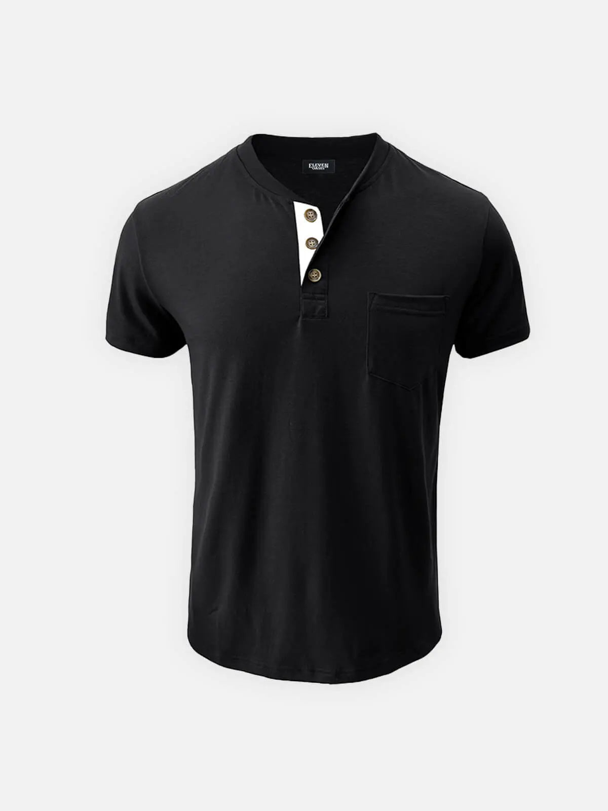 Men's Classic Henley Chest Pocket Short Sleeve Shirt Eleven Oasis