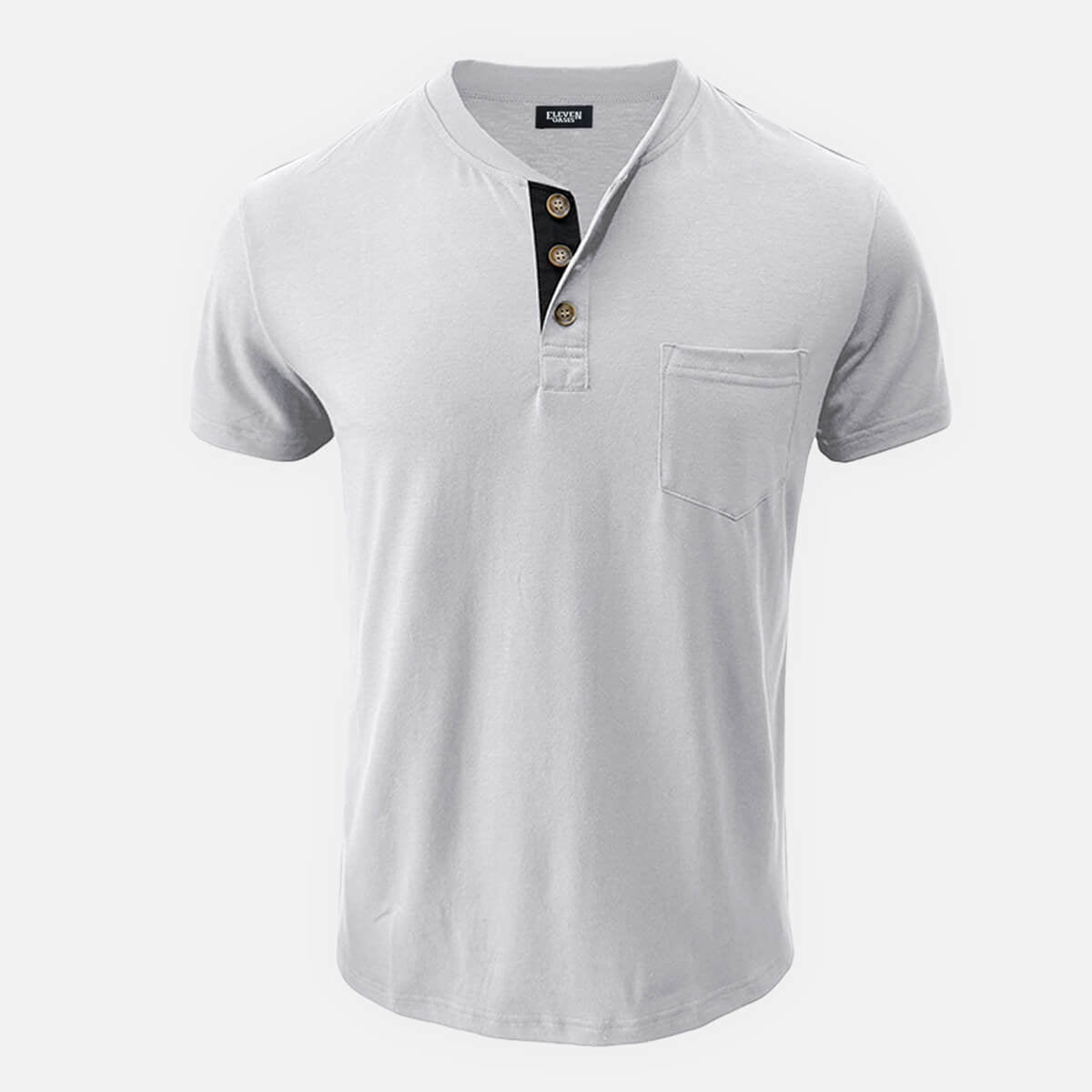 Men's Classic Henley Chest Pocket Short Sleeve Shirt Eleven Oasis