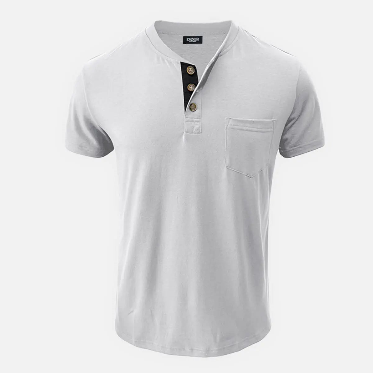 Men's Classic Henley Chest Pocket Short Sleeve Shirt Eleven Oasis