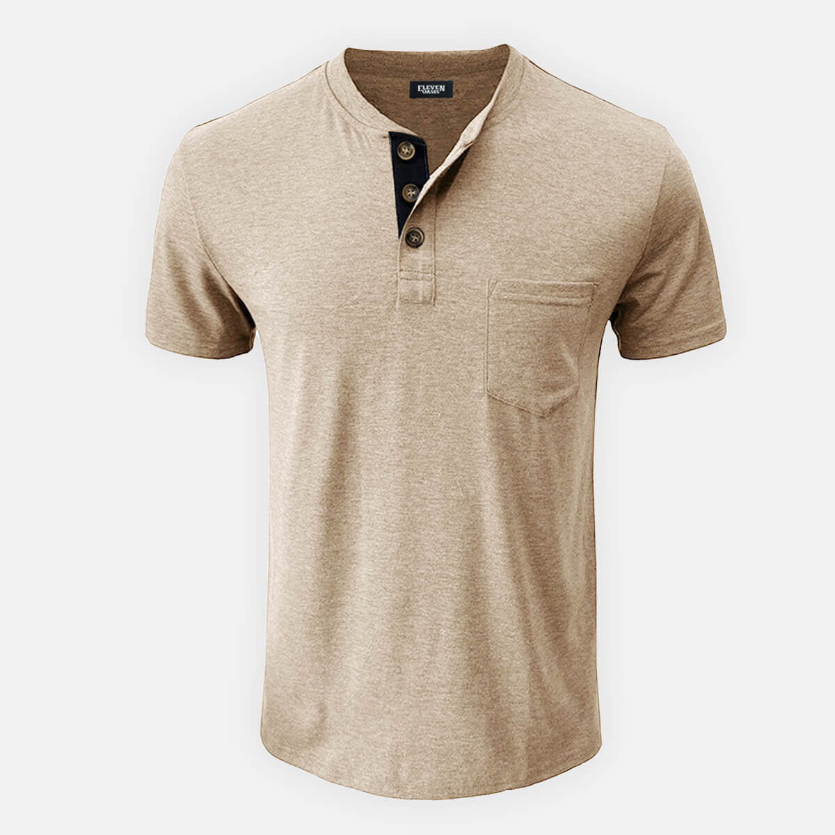 Men's Classic Henley Chest Pocket Short Sleeve Shirt Eleven Oasis