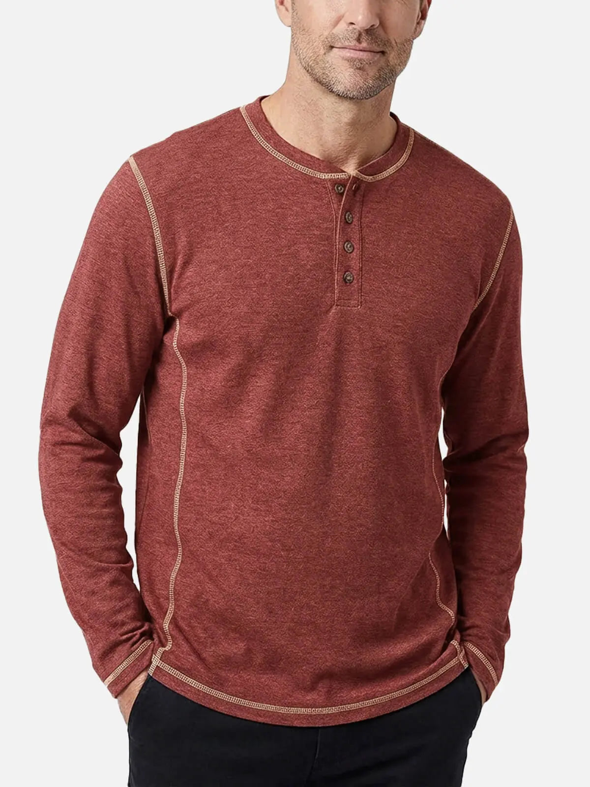 Men's Classic Long Sleeve Henley Shirt ElevenOasis