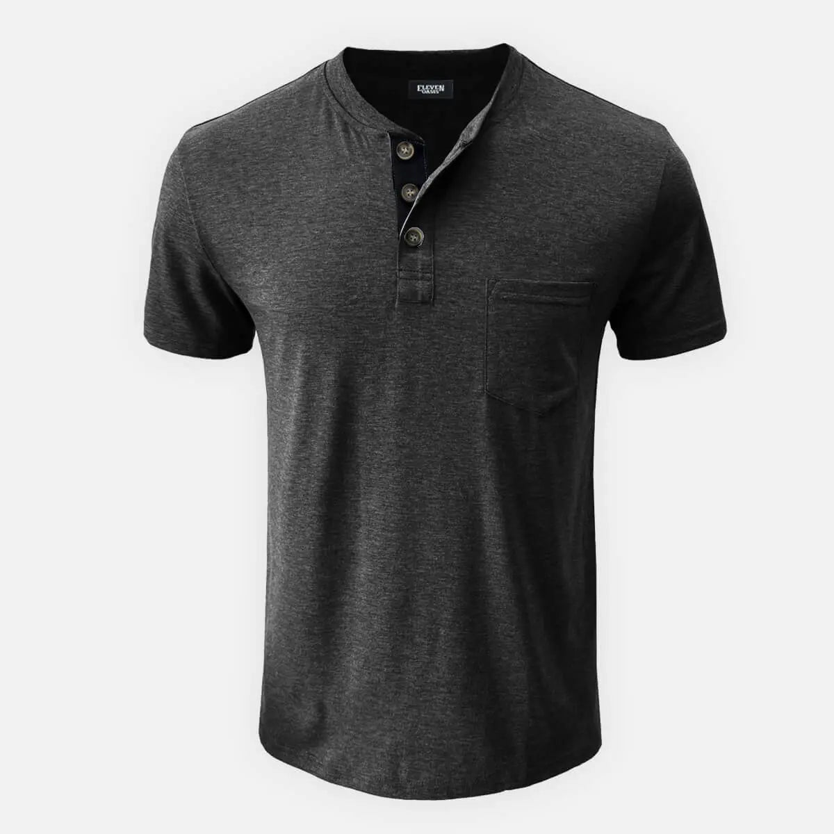 Men's Classic Henley Chest Pocket Short Sleeve Shirt Eleven Oasis