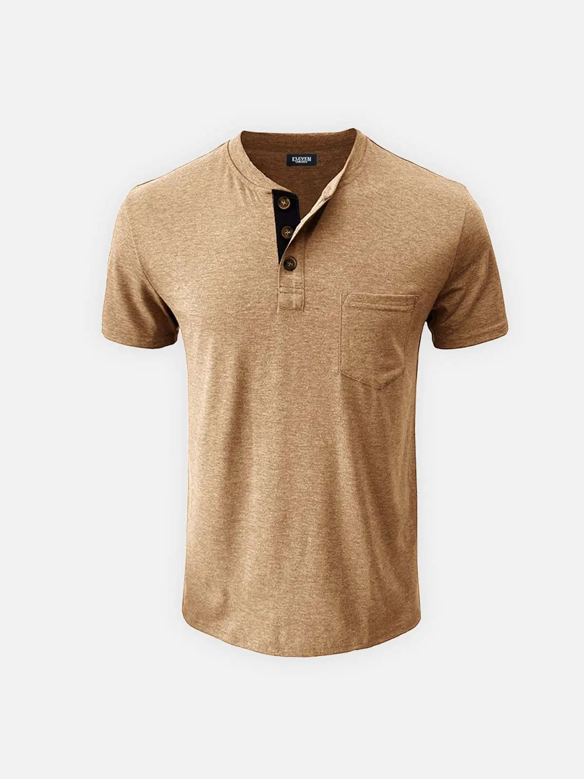 Men's Classic Henley Chest Pocket Short Sleeve Shirt ElevenOasis