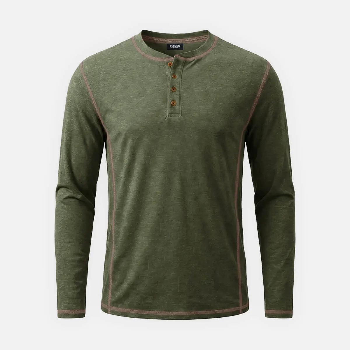 Men's Classic Long Sleeve Henley Shirt ElevenOasis