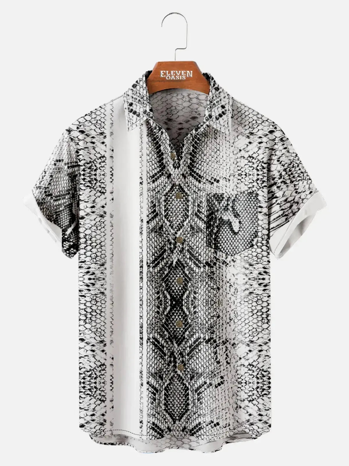 Men's Python Skin Short Sleeve Shirt ElevenOasis