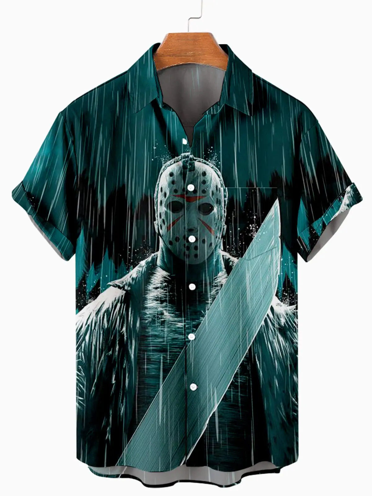 Halloween Horror Movie Men's Short Sleeve Shirt Green / M