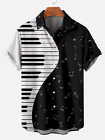 Black & White Piano Men's Short Sleeve TopsMens short sleeve shirts Big and tall Mens shirts Short sleeve shirts for men Mens 4xl shirts Casual short sleeve shirts