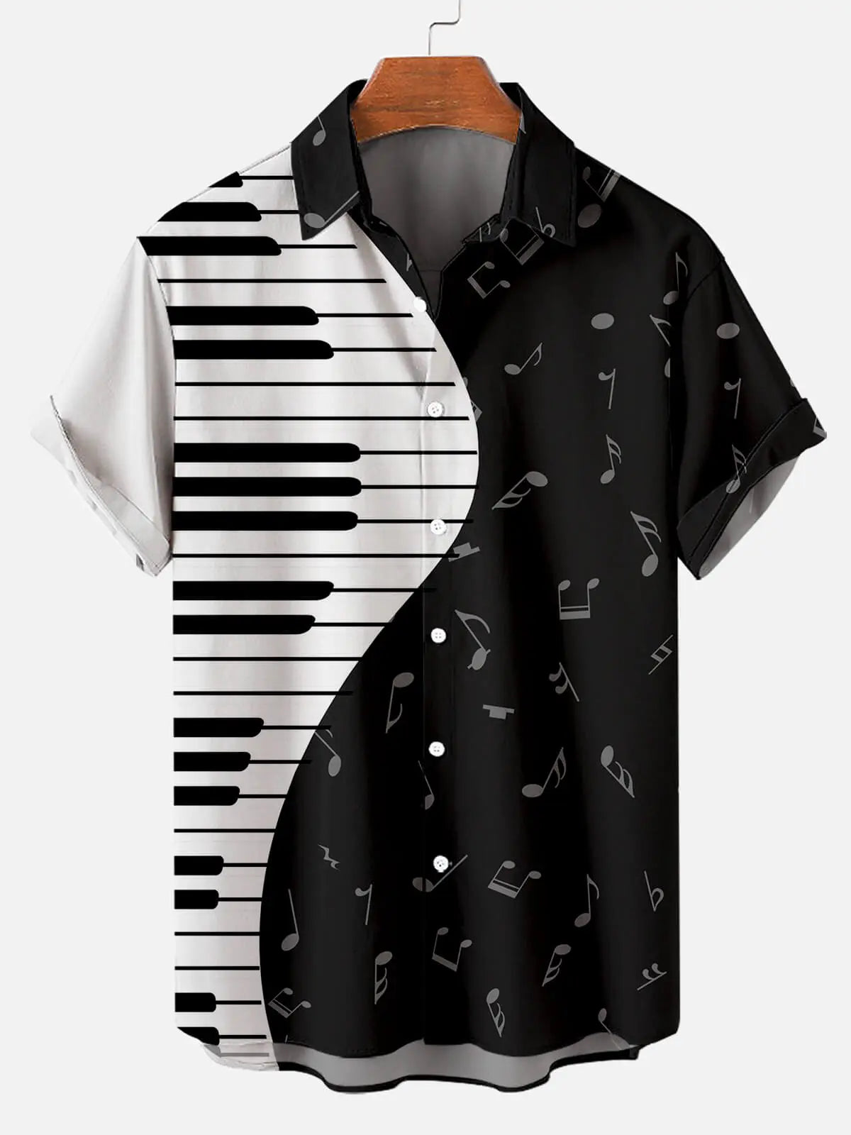 Black & White Piano Men's Short Sleeve TopsMens short sleeve shirts Big and tall Mens shirts Short sleeve shirts for men Mens 4xl shirts Casual short sleeve shirts