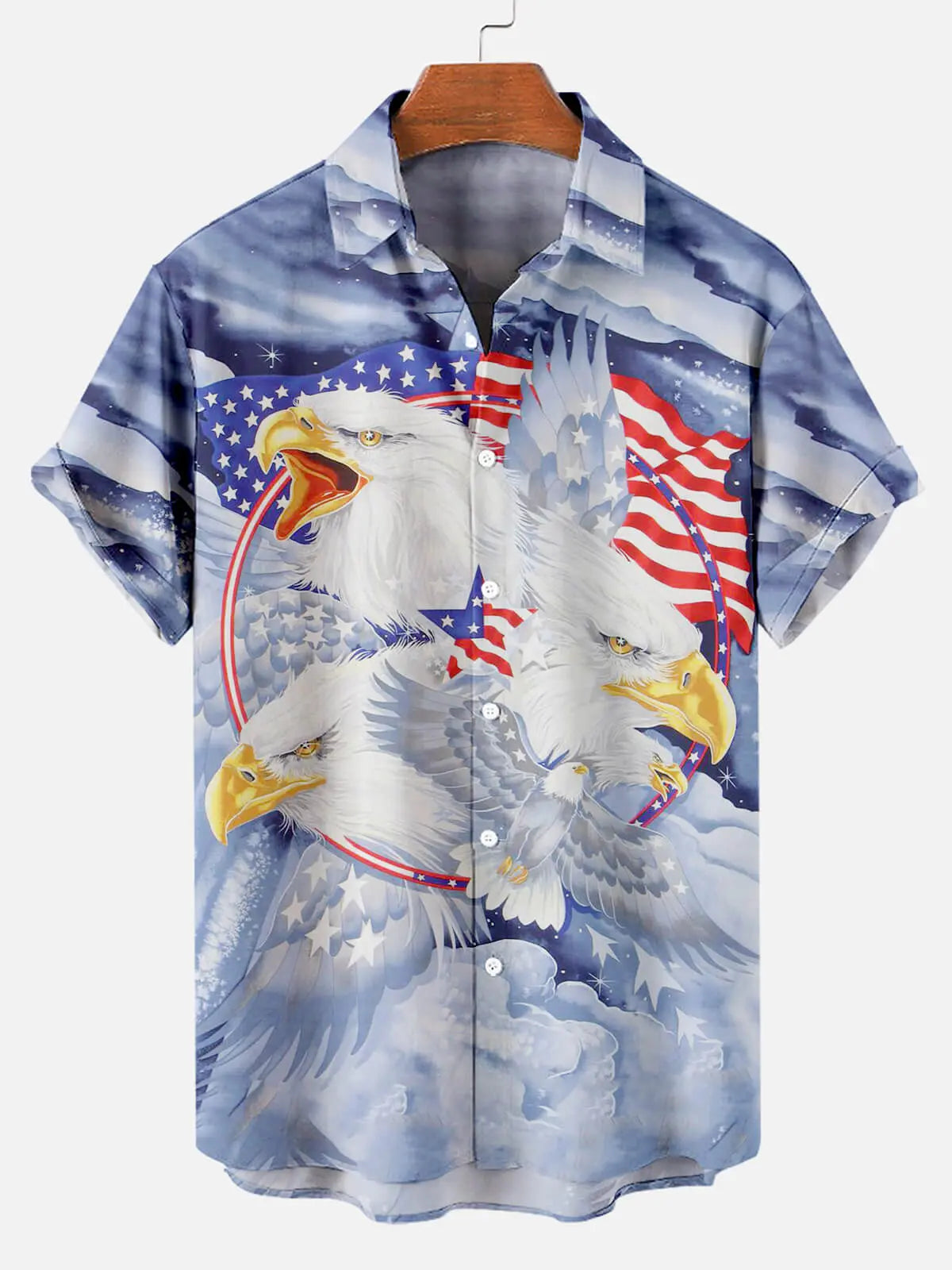 Eagle Flag Pattern Men's Short Sleeve ShirtMens short sleeve shirts Big and tall Mens shirts Short sleeve shirts for men Mens 4xl shirts Casual short sleeve shirts