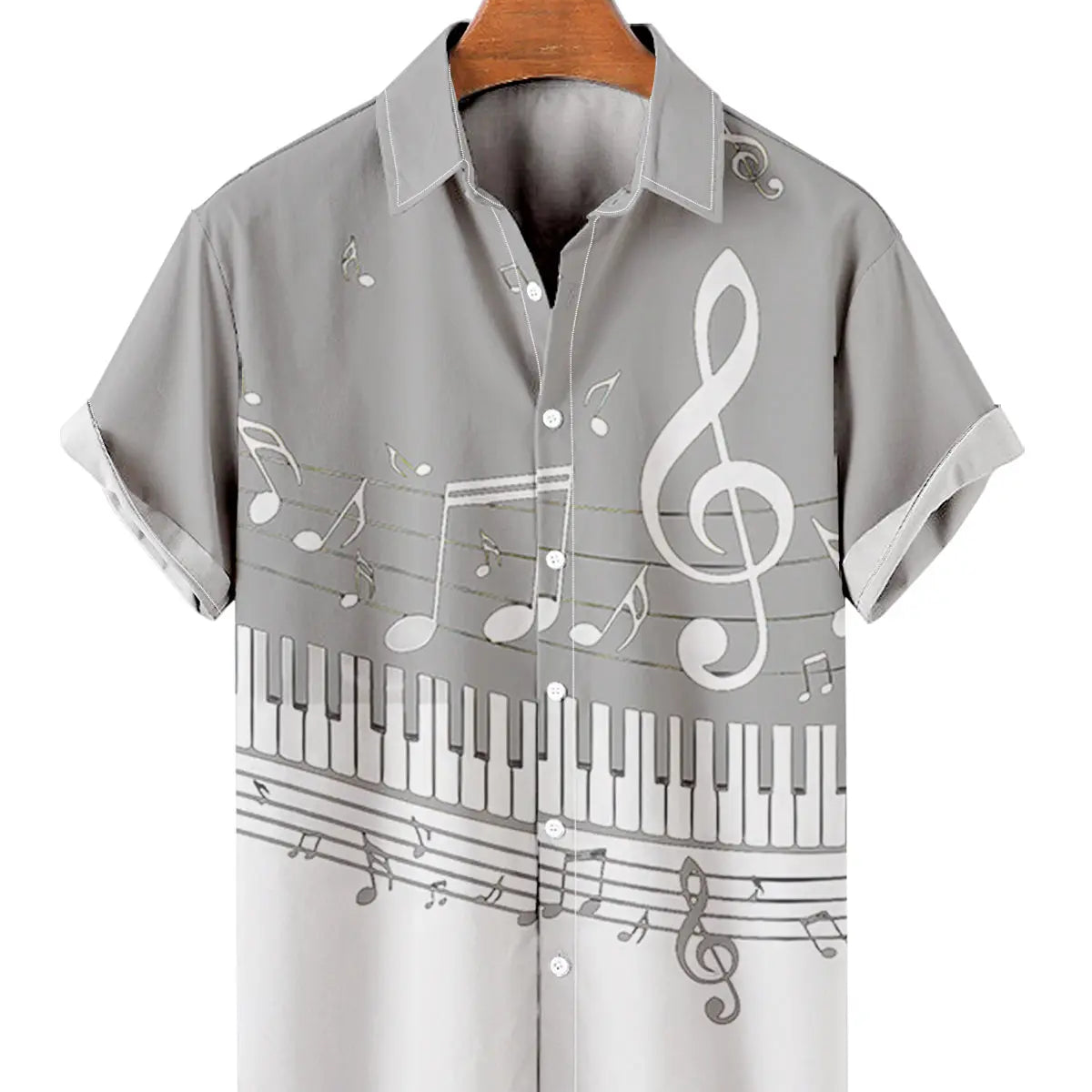 Men's Music Collection Piano Breathable Soft Front Button Shirt