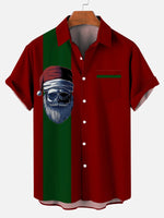 Christmas Skull Men's Short Sleeve Shirt Red / MMens short sleeve shirts Big and tall Mens shirts Short sleeve shirts for men Mens 4xl shirts Casual short sleeve shirts