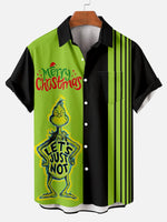 Christmas Striped Grinch Men's Short Sleeve Shirt Black / MMens short sleeve shirts Big and tall Mens shirts Short sleeve shirts for men Mens 4xl shirts Casual short sleeve shirts