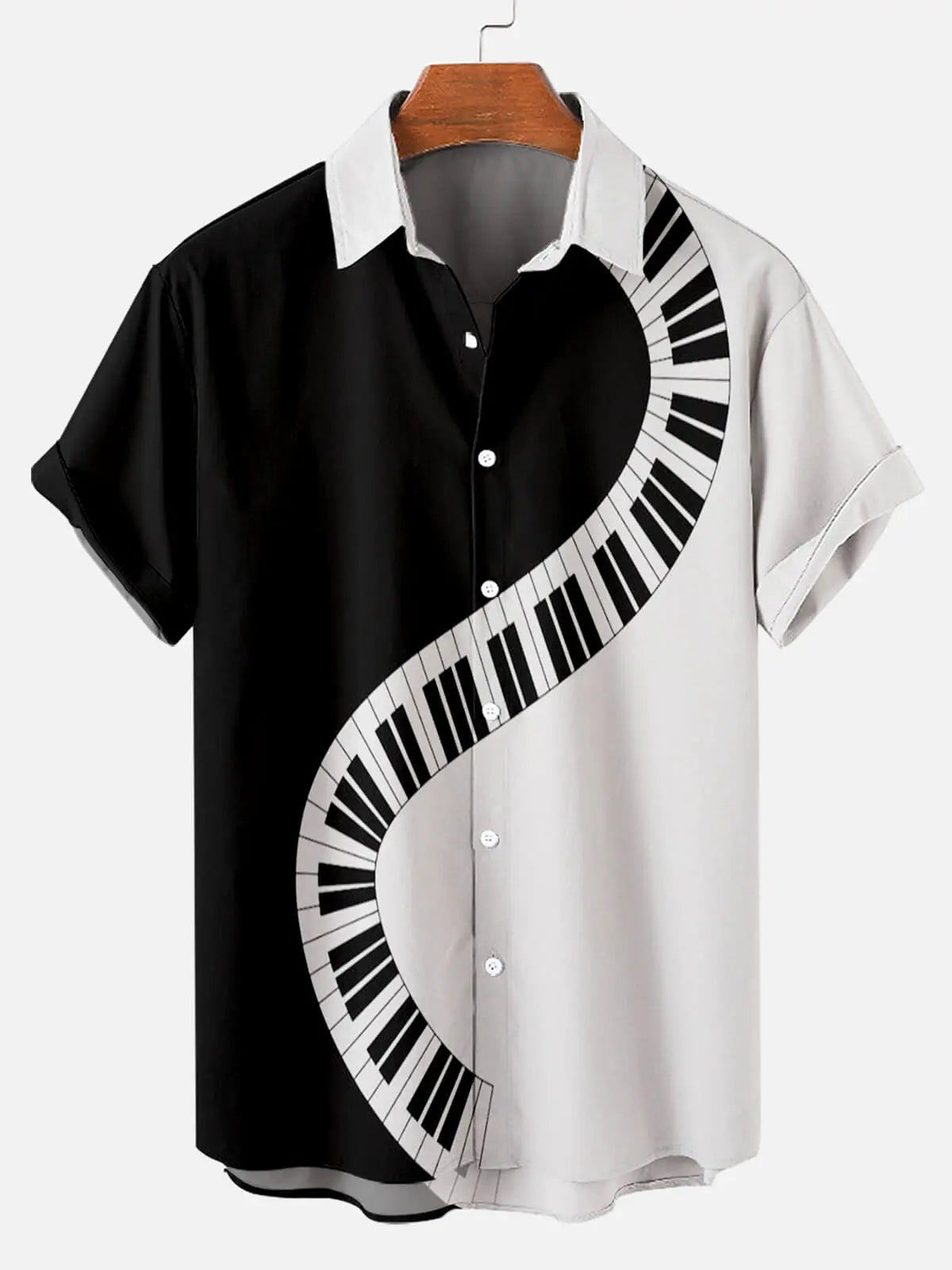 Black & White Piano Men's Short Sleeve TopsMens short sleeve shirts Big and tall Mens shirts Short sleeve shirts for men Mens 4xl shirts Casual short sleeve shirts