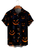 Halloween Smile Pumpkin Men's Short-Sleeved Shirt Black / MMens short sleeve shirts Big and tall Mens shirts Short sleeve shirts for men Mens 4xl shirts Casual short sleeve shirts