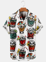 Cool Skull Cup Men's Short Sleeve Shirt White / MMens short sleeve shirts Big and tall Mens shirts Short sleeve shirts for men Mens 4xl shirts Casual short sleeve shirts