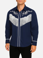 Men's Western Fringe Embroidered Long Sleeve Shirt Eleven Oasis