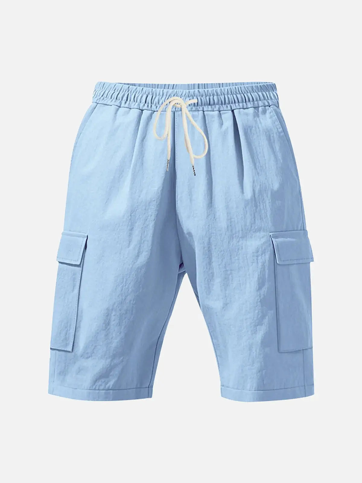 Men's Solid Color Linen Shorts Waist Drawstring Cargo Shorts ElevenOasis