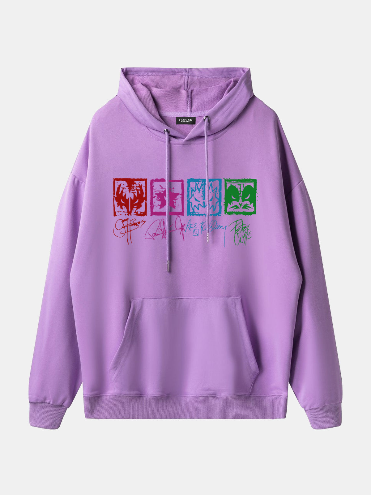 KISS Band Member Faces Vintage Graphic Hoodie Eleven Oasis