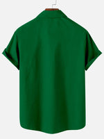 Men's St. Patrick's Pixel Style Contrast Stripe Print Short Sleeve ShirtMens short sleeve shirts Big and tall Mens shirts Short sleeve shirts for men Mens 4xl shirts Casual short sleeve shirts